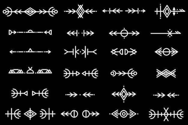 set of vector pattern brushes ethnic pattern create borders frames dividers hand drawn template design elements vector illustration