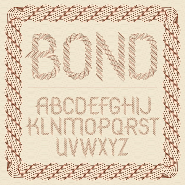 set of vector rounded upper case alphabet letters isolated created using guilloche pattern, microprint tracery. can be used in poster design as banking services advertising.