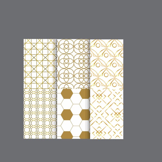 set of vector seamless luxury patterns collection of ornamental patterns in navy blue and gold colo