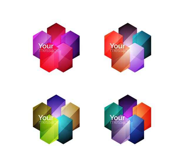 Set of vector shiny blank boxes for your content Abstract geometric elements suitable for text or infographics