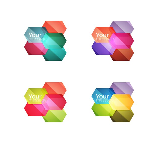 Set of vector shiny blank boxes for your content Abstract geometric elements suitable for text or infographics