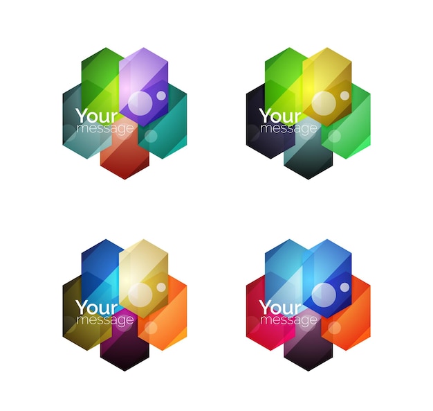 Set of vector shiny blank boxes for your content Abstract geometric elements suitable for text or infographics