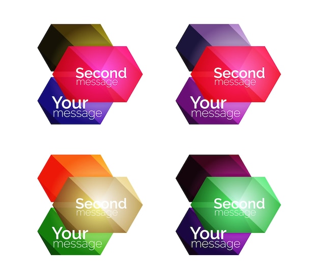 Set of vector shiny blank boxes for your content Abstract geometric elements suitable for text or infographics