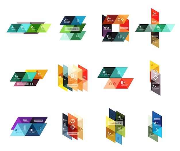 Set of vector triangle geometric infographic