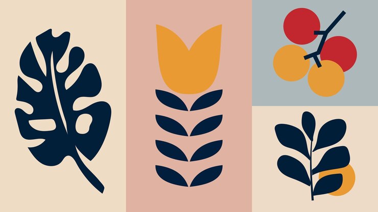 Vektör set of vector tropical leaves silhouettes in flat style vector illustration