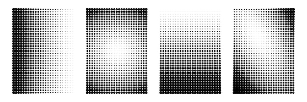 set of vertical halftone backgrounds with gradient grunge wallpaper with dots monochrome smooth