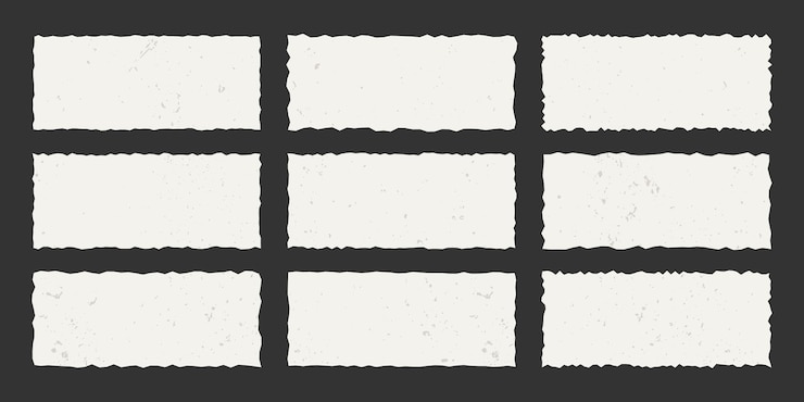 Vektor set of vintage torn rectangular paper sheets with jagged edges ripped vector elements