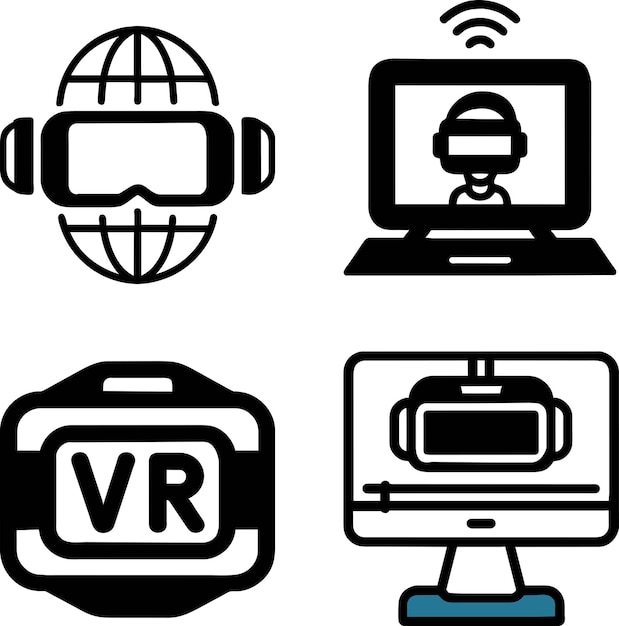 set of virtual reality icon