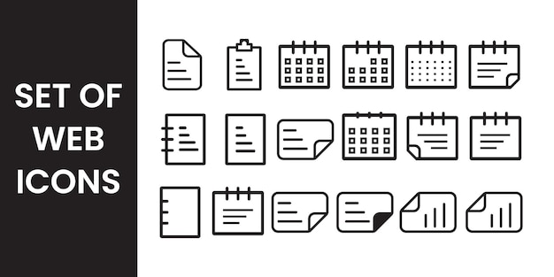 set of web icons in line art style