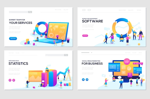 Set of web page  templates. Banners website and mobile website development