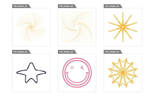set of y2k style vectors of objects big collection of abstract graphic geometric symbols flat minimalist icons
