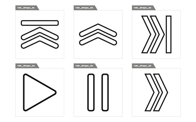 Set of Y2K style vectors of objects Brutalism star and flower shapes Elements for graphic decoration
