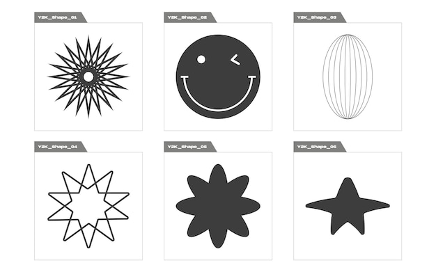 Set of Y2K style vectors of objects Extraordinary Graphic Assets Modern abstract forms