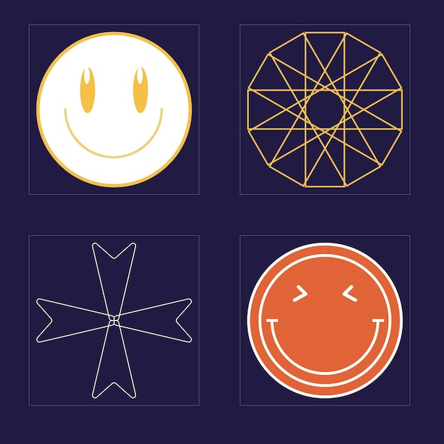 Set of Y2K style vectors of objects Extraordinary Graphic Assets Objects in y2k style