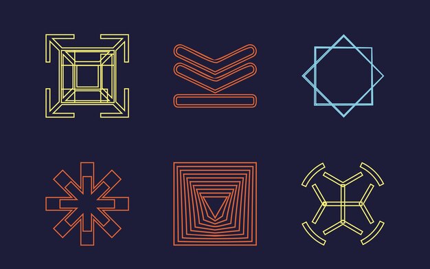 Set of Y2K style vectors of objects Large set of retro objects for design Modern abstract forms