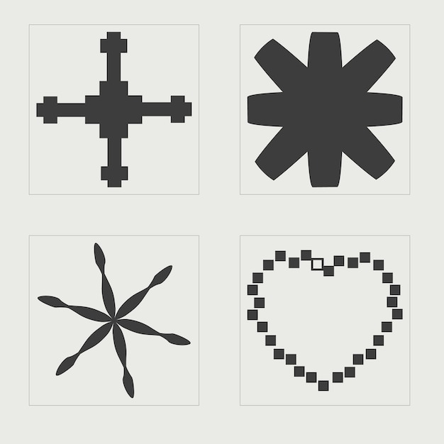 set of y2k style vectors of objects trendy geometric postmodern figures cyberpunk elements