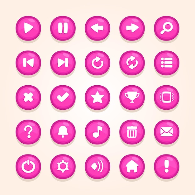 set pink Menu button for game kit gui template element