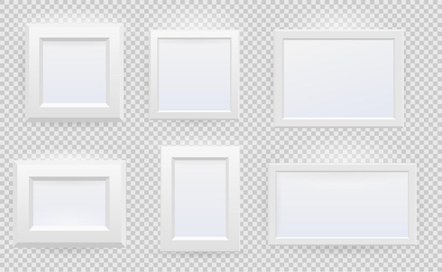 Set Presentation square picture frame design with shadow on transparent background