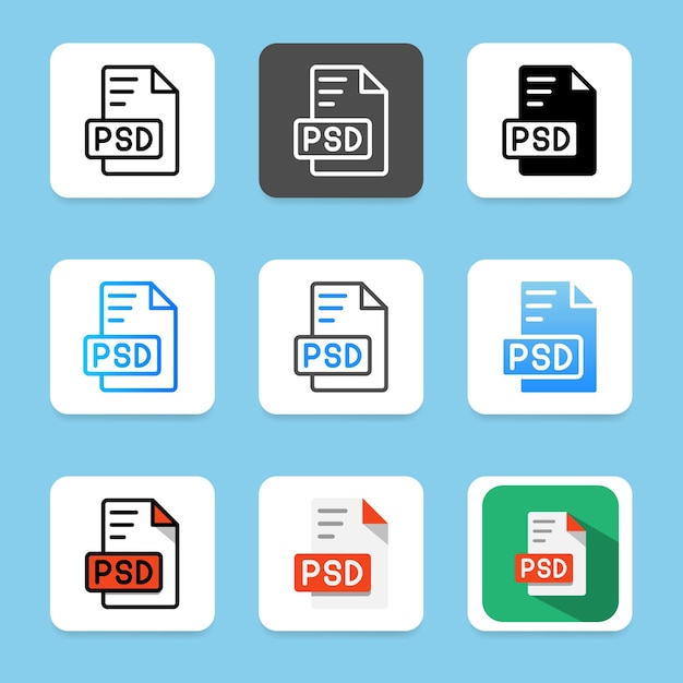 Set psd document file icon can be used for format extension and file type