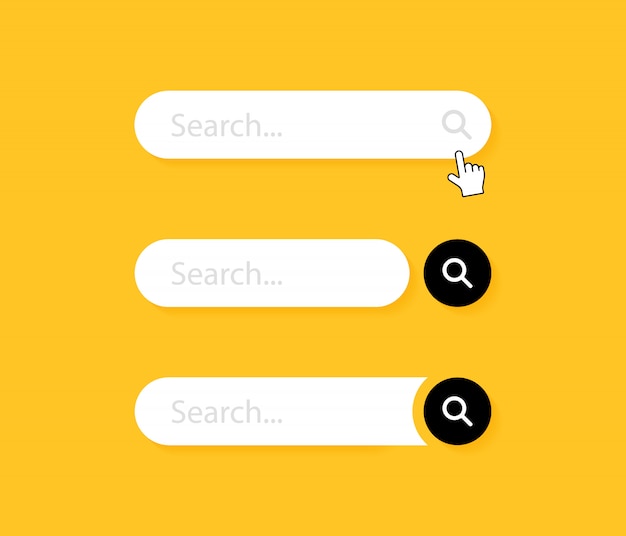 set search bar. web ui design element for web site or browsers. text field and search button. 