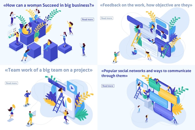 set template isometric success in business feedback teamwork project for article