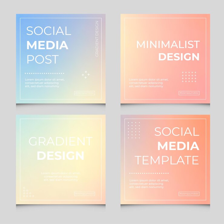 Vektör set vector gradient background social media post