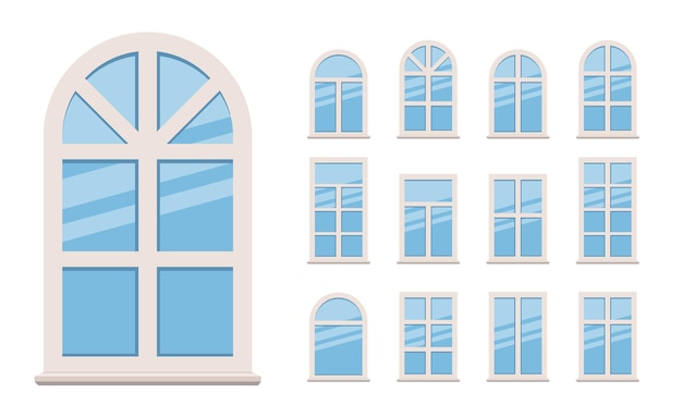 Set Windows in white frames round windows icon collection Various windows