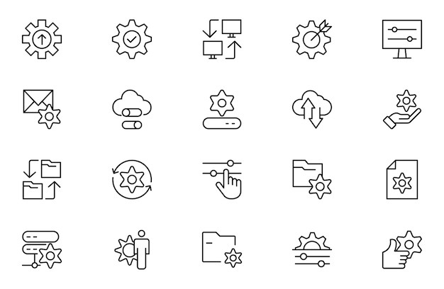 Setting and setup line icon set app and website settings icon set options configuration preferences