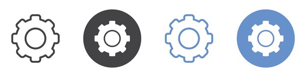 Settings icon flat line symbol set
