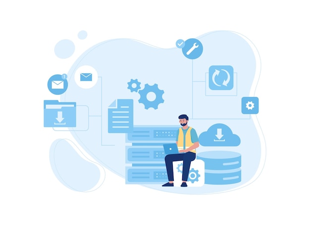 Settings icon set concept flat illustration