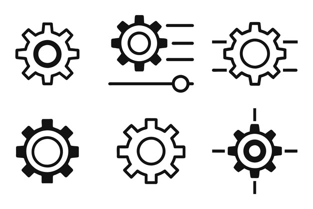 settings icon set isolated with flat outline vector
