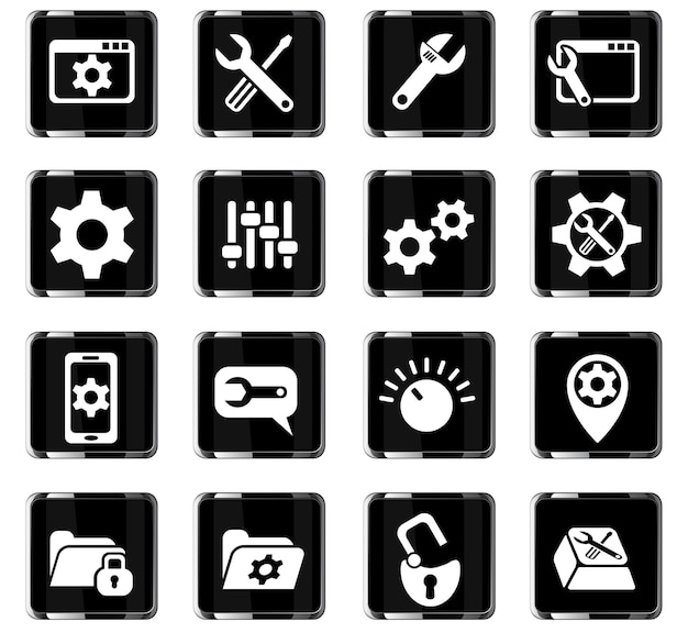 Settings web icons for user interface design