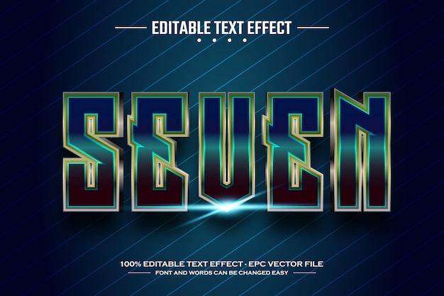 Seven 3D editable text effect template