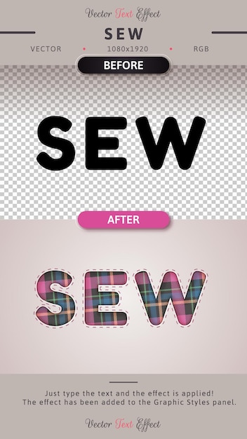 Sew Editable Text Effect Font Style