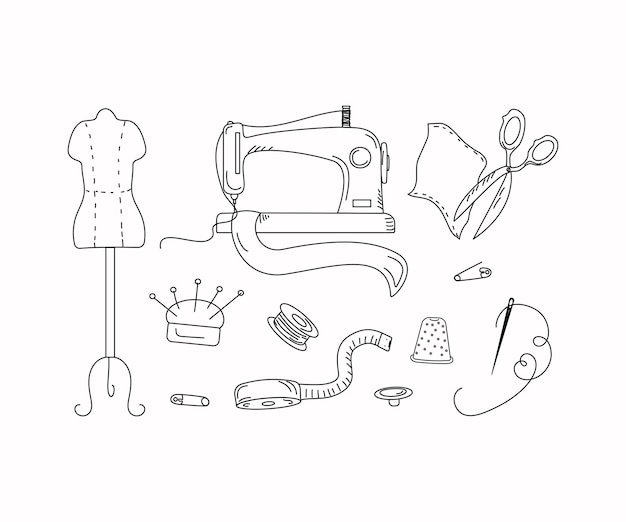 Sewing accessories doodle style2