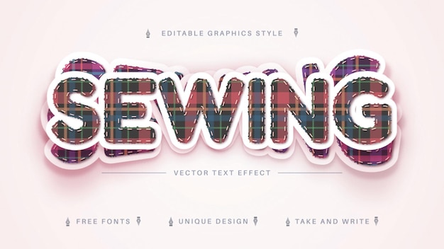 sewing editable text effect font style