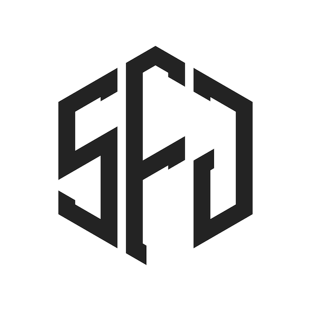 SFJ Logo Design Initial Letter SFJ Monogram Logo using Hexagon shape