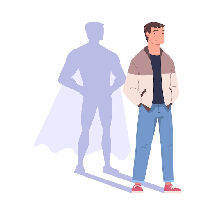Vektör shadow of man superhero character standing and smiling vector illustration