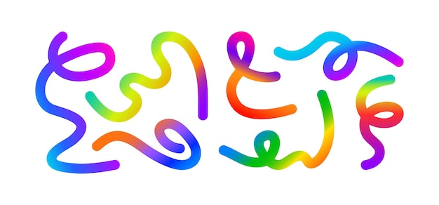 Shape color gradient neon wave line fluid 3d element curve ribbon rainbow spiral dynamic Vector