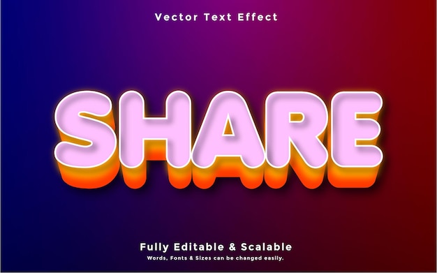 Share 3d text effect editable vector
