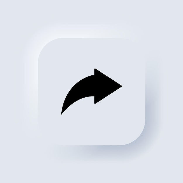 Share arrow icon. Arrow social media button. Share button. Neumorphic UI UX white user interface web button. Neumorphism. Vector EPS 10.