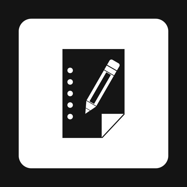 Sheet of paper and pencil icon in simple style on a white background vector illustration