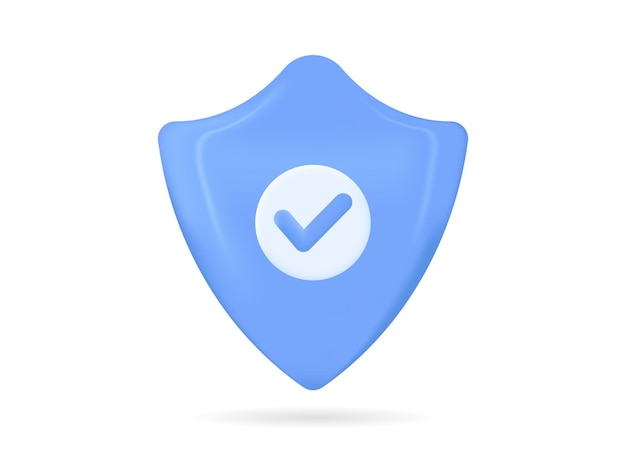 Shield check mark icon 3d Security guaranteed icon