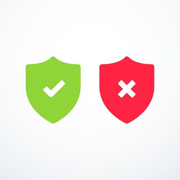 Shield check mark icon set Vector illustration