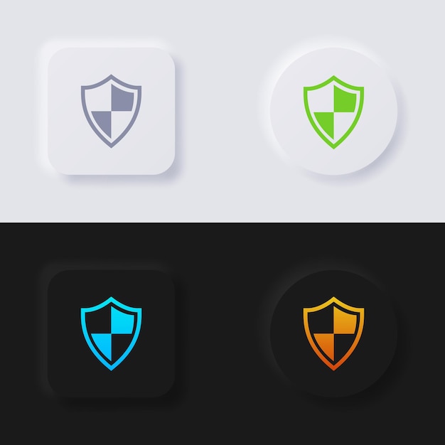 shield icon set, multicolor neumorphism button soft ui design for web design .