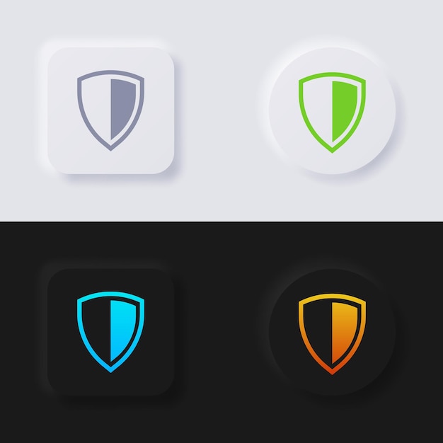 shield icon set, multicolor neumorphism button soft ui design.