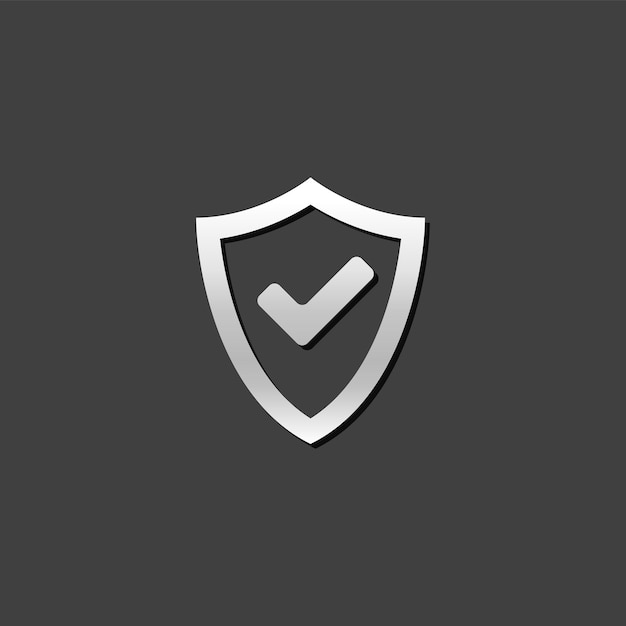 Shield icon with check mark in color Protection guard safety