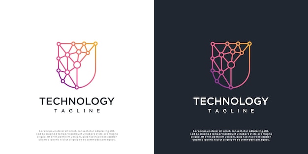 shield security technology logo design template