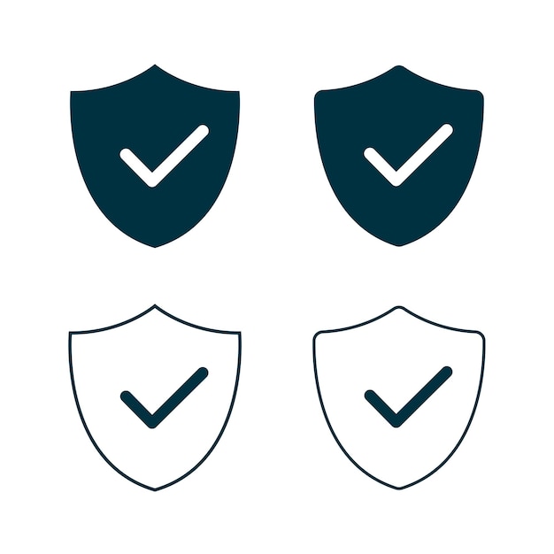 Shield with a checkmark in the middle Protection vector icon set