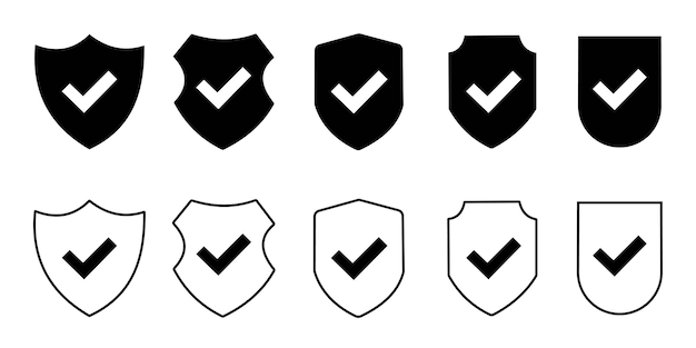 Shields check mark vector icon for web and mobile app Protection approve sign